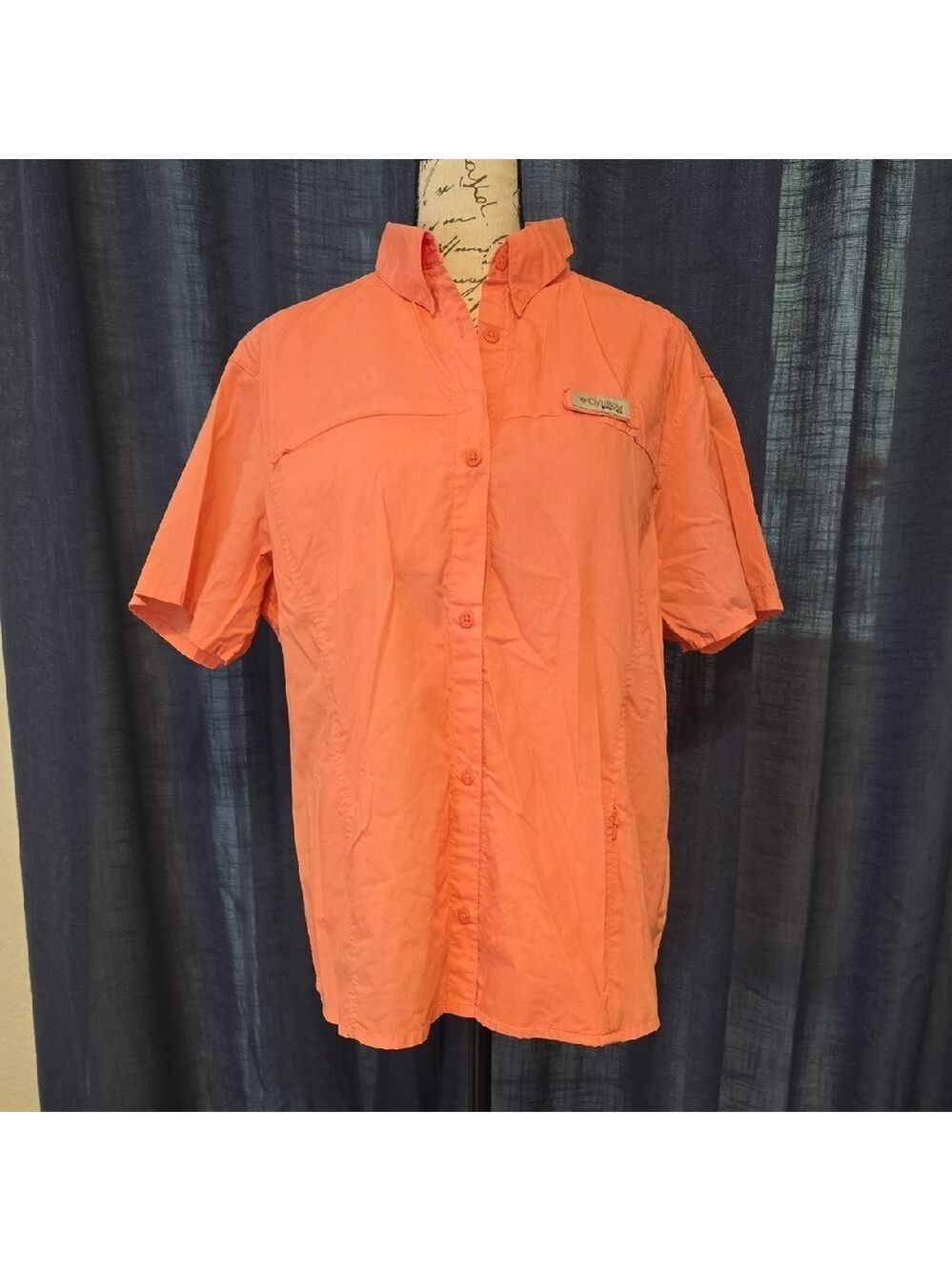 Columbia Women's PFG Tamiami II Short Sleeve Fishing Shirt Orange Size XL